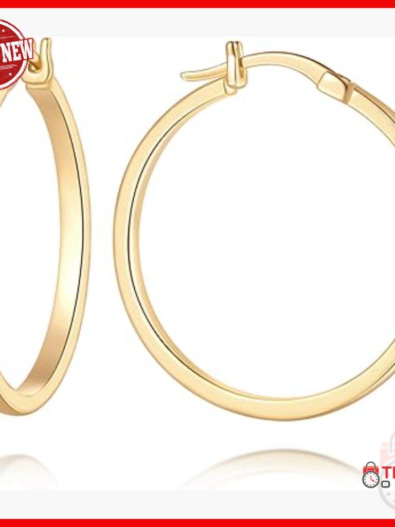 14k Gold Hoop Earrings, 20/25/30/40mm, Minimalist Lever Back